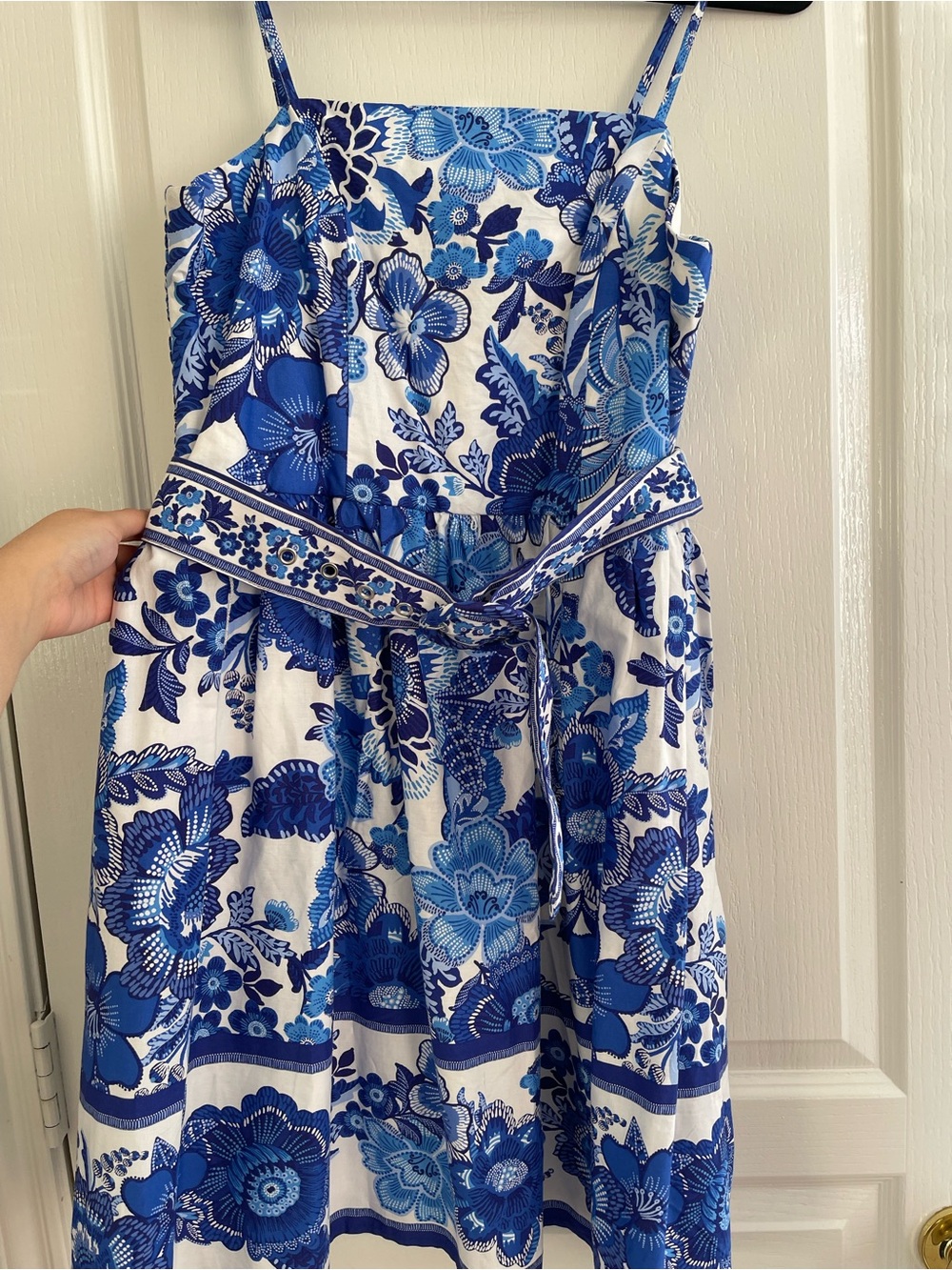 Blue Floral Spaghetti-Strap Womens’ Dress